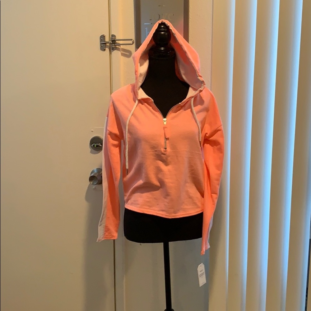 Neon orange crop top hoodie